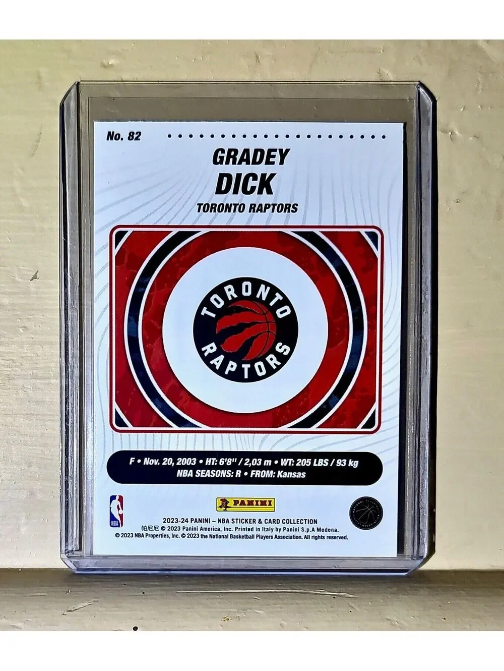 Gradey Dick 2023-24 Panini NBA Basketball #82 Rookie Card Toronto Raptors